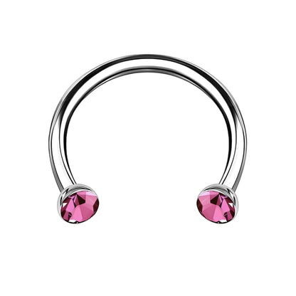 Titanium Horseshoe Ring with Pink Crystals