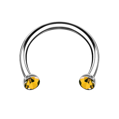 Titanium Horseshoe Ring with Yellow Crystals