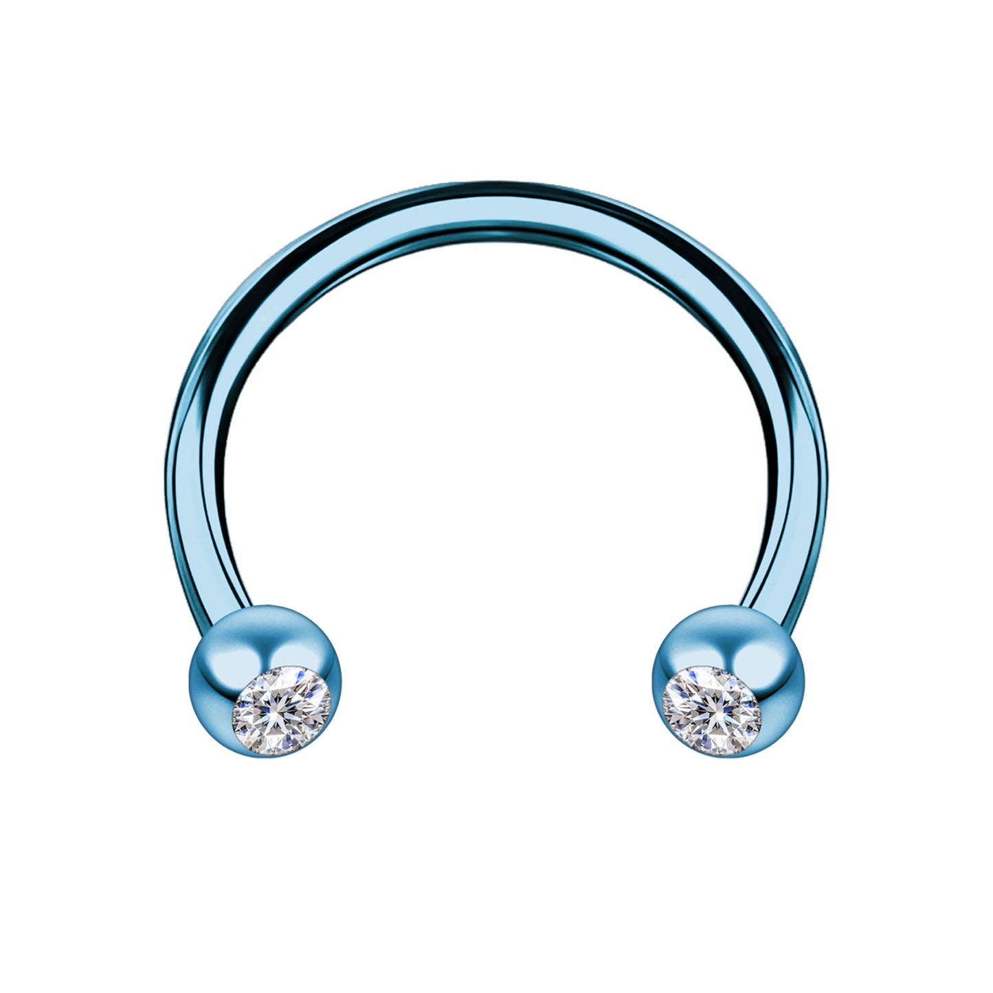 Surgical Steel Horseshoe Ring in Blue with Clear CZ