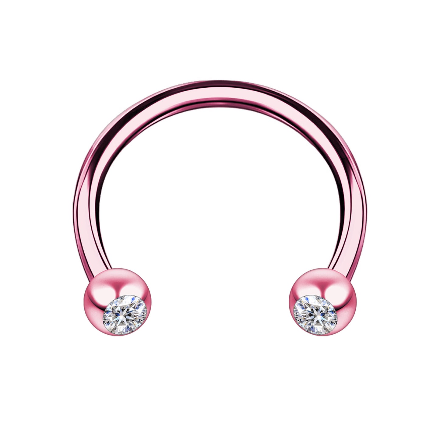 Surgical Steel Horseshoe Ring in Pink with Clear CZ
