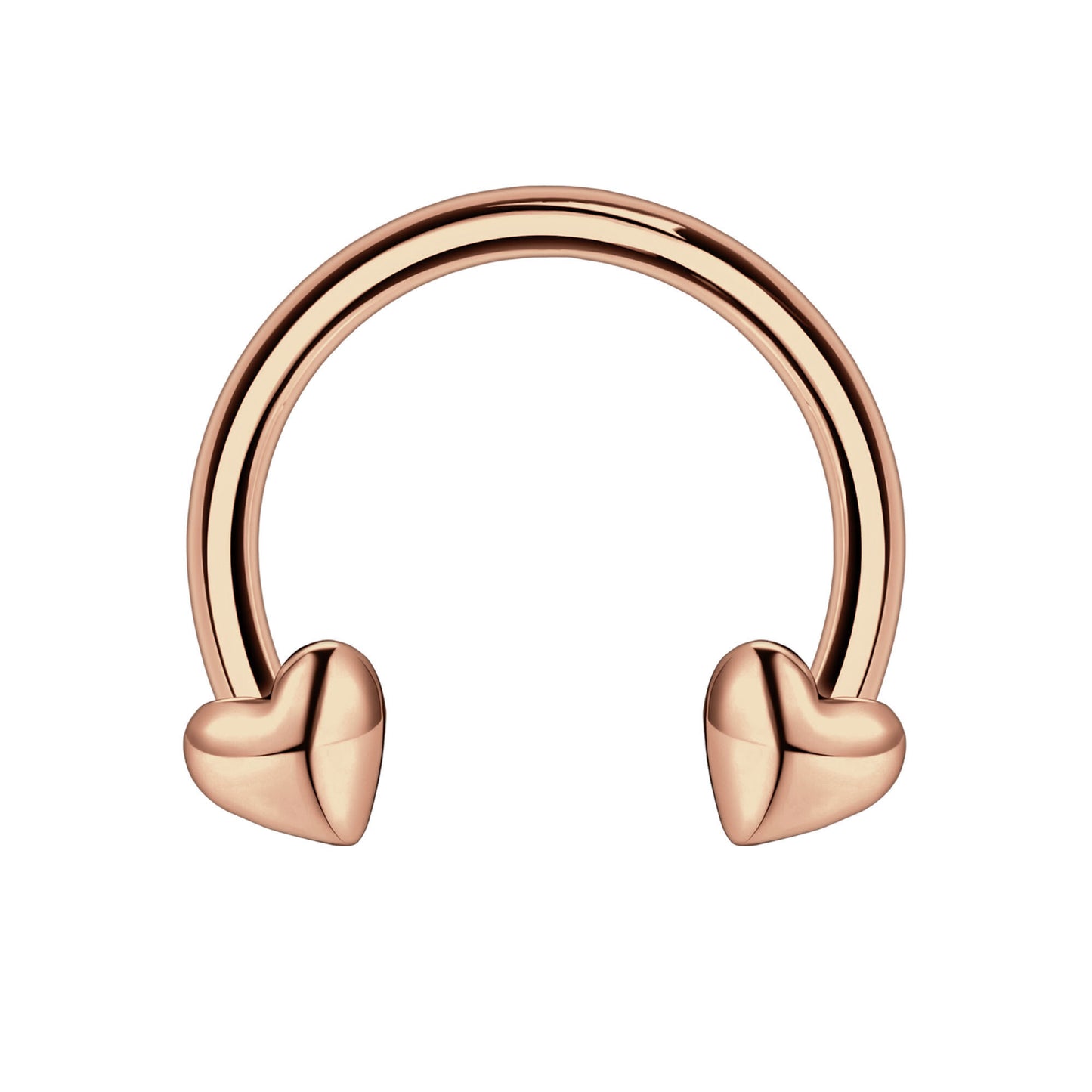 Surgical Steel Horseshoe Ring with Rose Gold Hearts