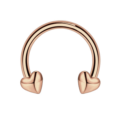 Surgical Steel Horseshoe Ring with Rose Gold Hearts