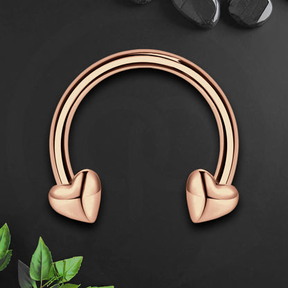 Surgical Steel Horseshoe Ring with Rose Gold Hearts