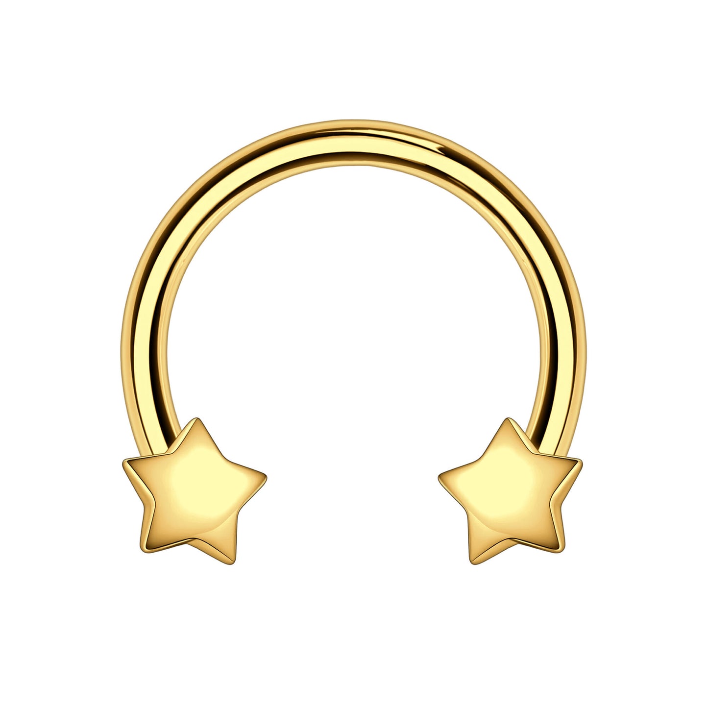 Surgical Steel Horseshoe Ring with Gold Stars