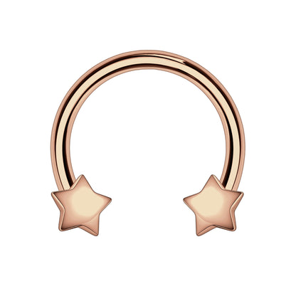 Surgical Steel Horseshoe Ring with Rose Gold Stars