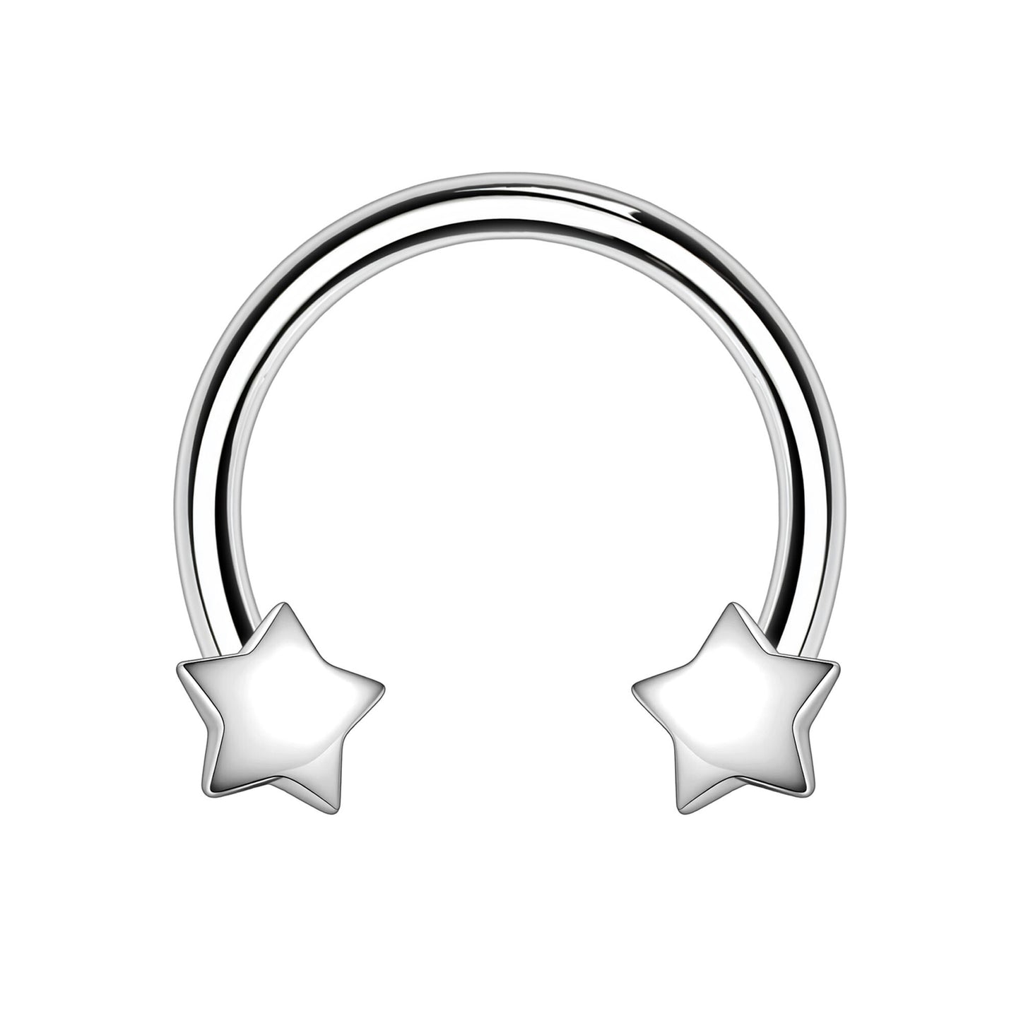 Surgical Steel Horseshoe Ring with Silver Stars