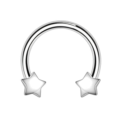 Surgical Steel Horseshoe Ring with Silver Stars