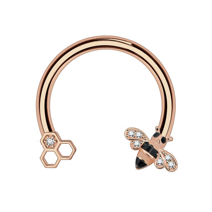 Surgical Steel Horseshoe Ring with Cute Bee