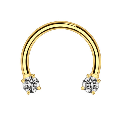Surgical Steel Horseshoe Ring with Round Crystals