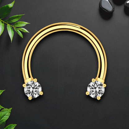 Surgical Steel Horseshoe Ring with Round Crystals