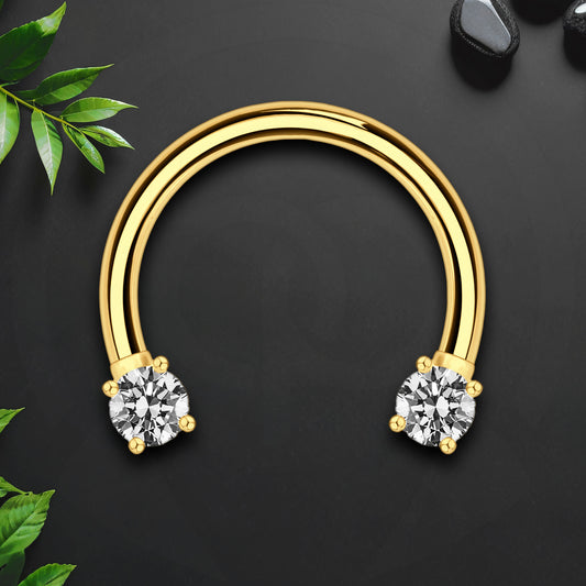Surgical Steel Horseshoe Ring with Round Crystals