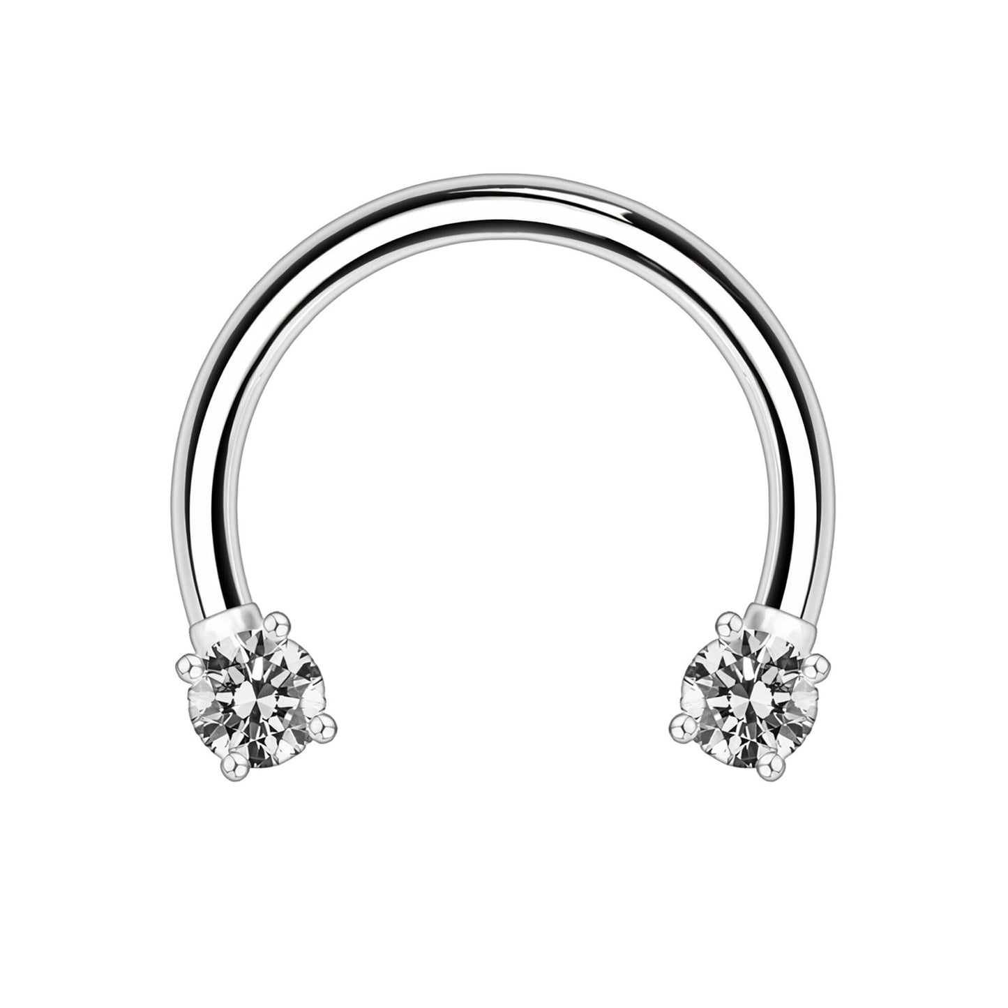 Surgical Steel Horseshoe Ring with Round Crystals