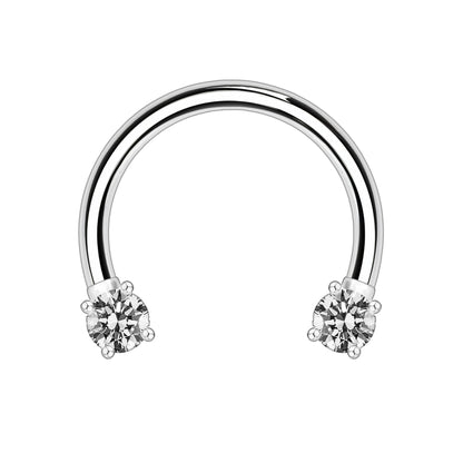 Surgical Steel Horseshoe Ring with Round Crystals