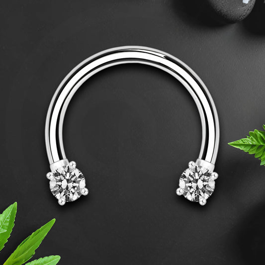 Surgical Steel Horseshoe Ring with Round Crystals
