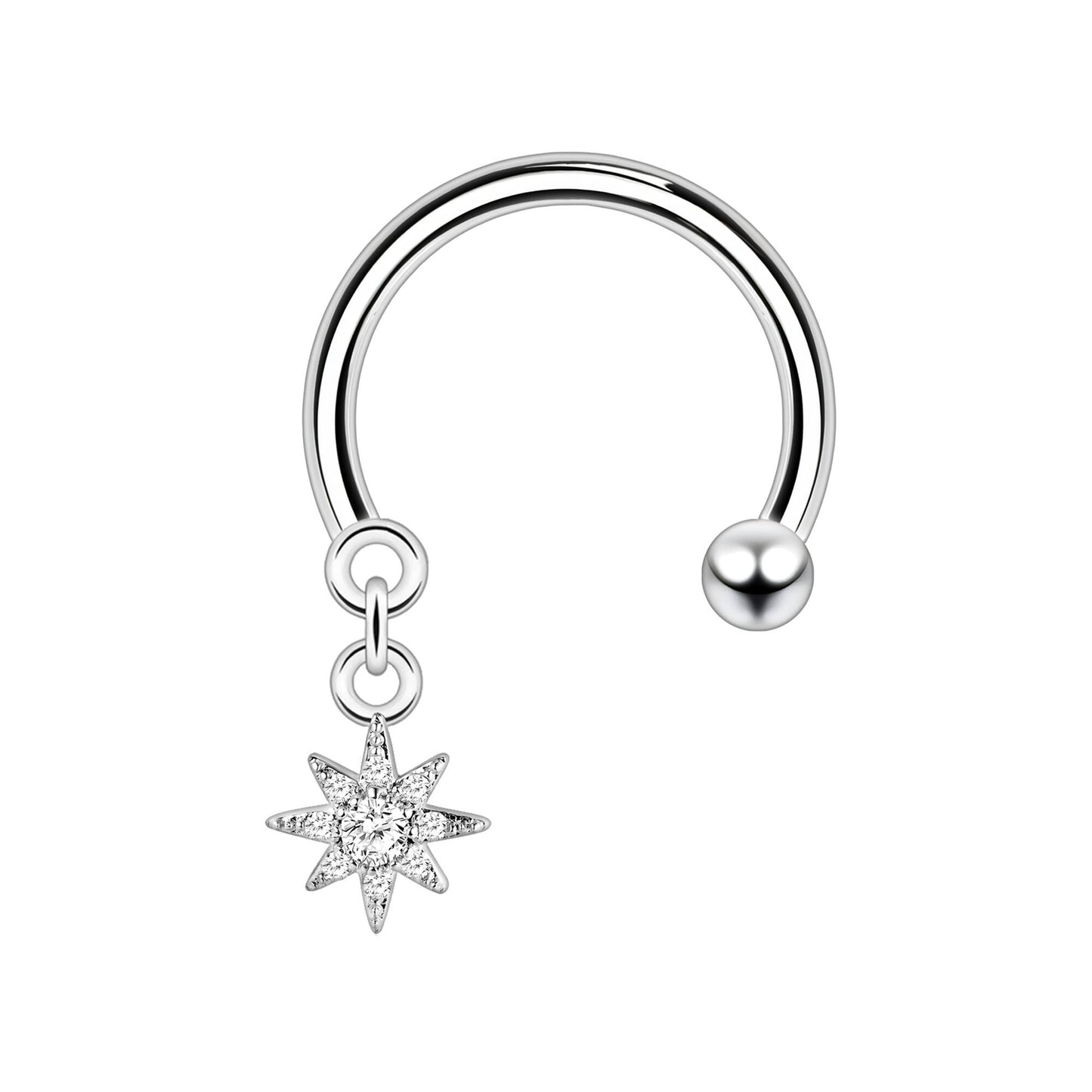 Surgical Steel Horseshoe Ring with Star Dangle