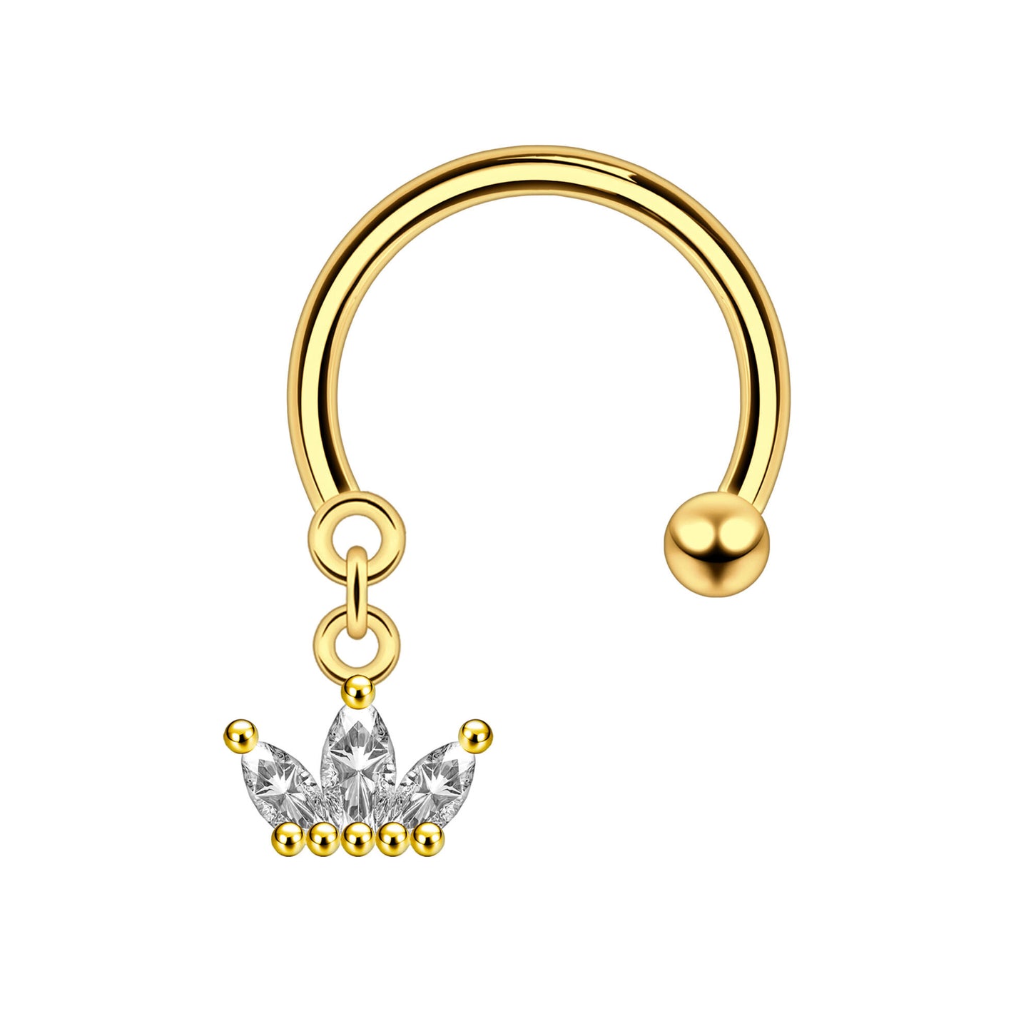 Surgical Steel Horseshoe Ring with Crown Dangle