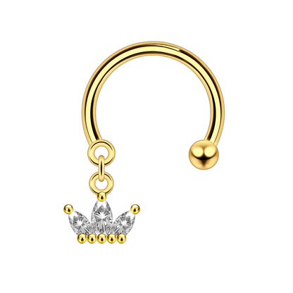 Surgical Steel Horseshoe Ring with Crown Dangle