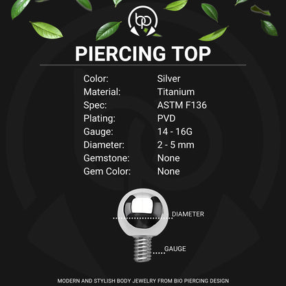 Titanium Ball Tops for Internally Threaded Barbell Bars