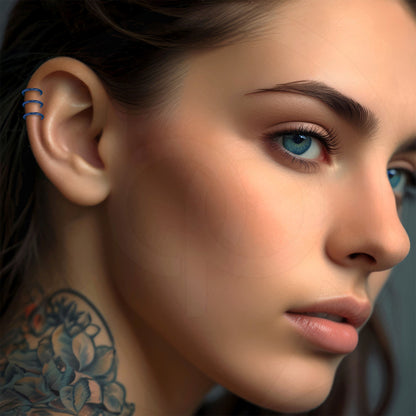 Surgical Steel Ear Cuff with Triple Hoops