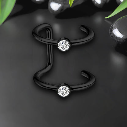 Surgical Steel Ear Cuff with Double Hoops and Zirconia