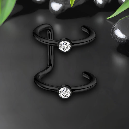 Surgical Steel Ear Cuff with Double Hoops and Zirconia