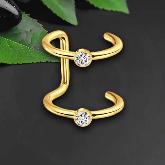 Surgical Steel Ear Cuff with Double Hoops and Zirconia
