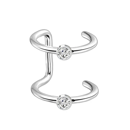 Surgical Steel Ear Cuff with Double Hoops and Zirconia