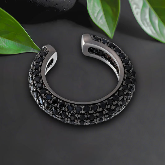 Black Oxide Ear Cuff in Thick Style with Black CZ