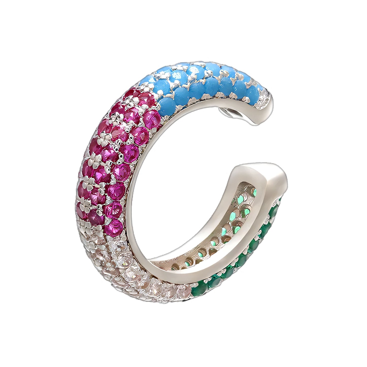 Platinum Plated Ear Cuff in Thick Style with Various CZ