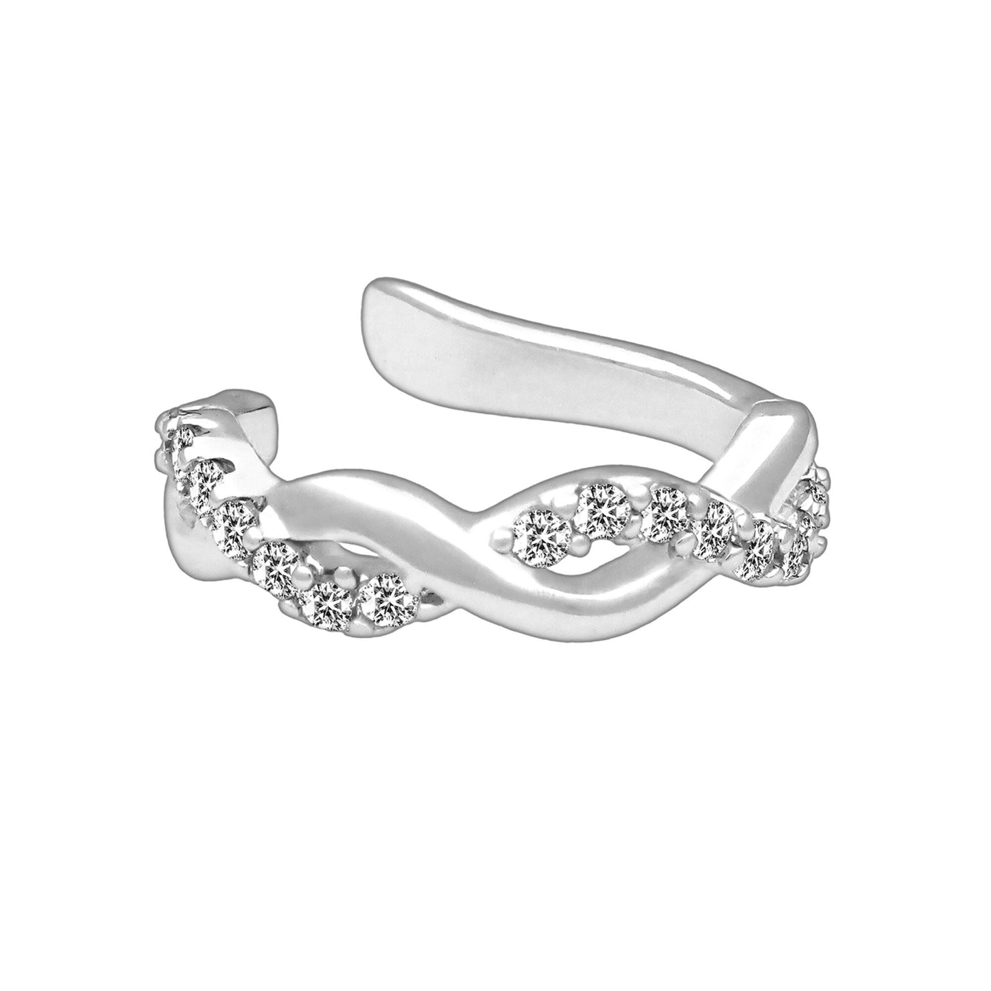 Platinum Plated Ear Cuff in Modern Style with Zirconia