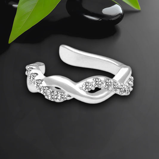 Platinum Plated Ear Cuff in Modern Style with Zirconia
