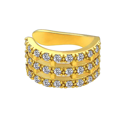 Gold Plated Ear Cuff in Modern Style with Zirconia