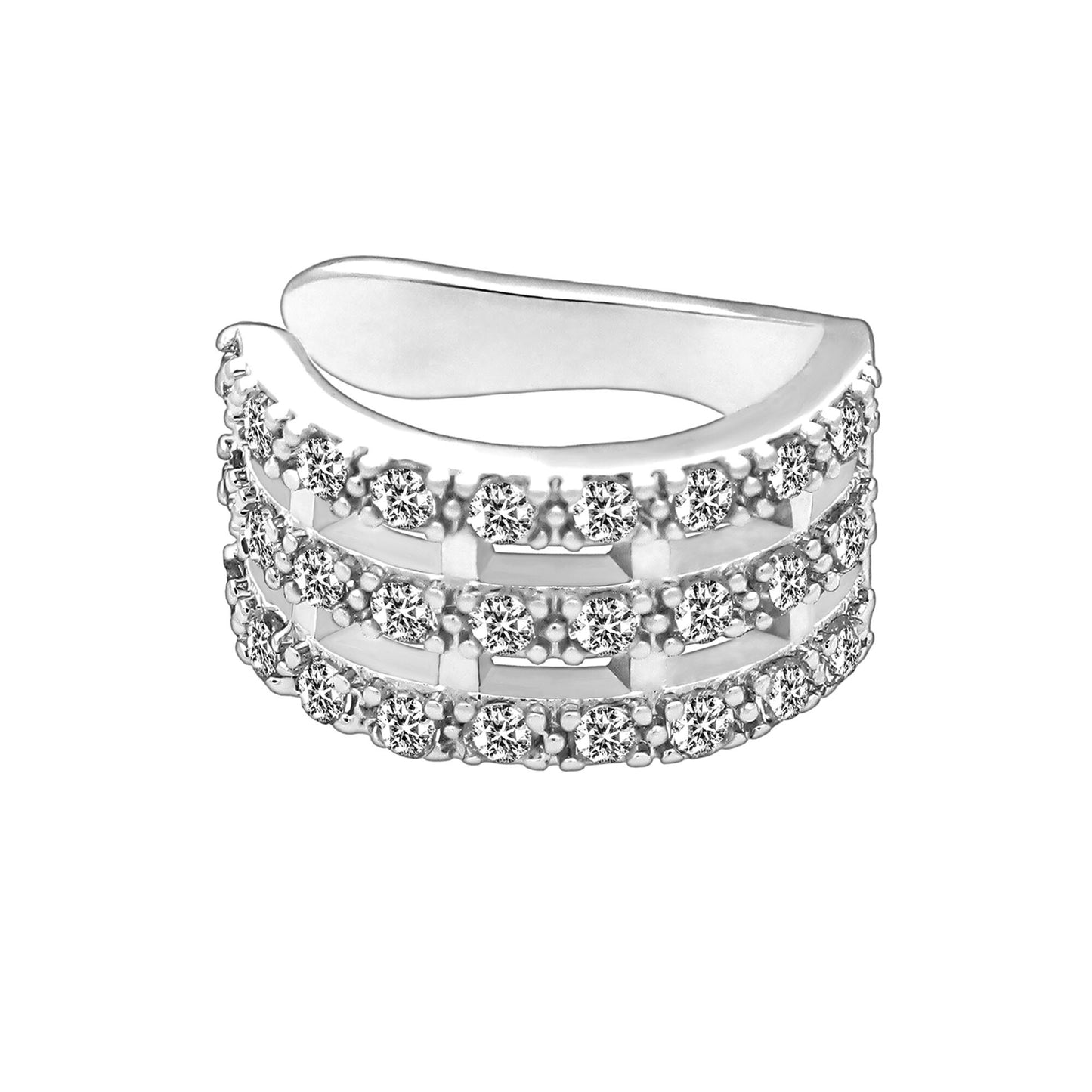 Platinum Plated Ear Cuff in Modern Style with Zirconia