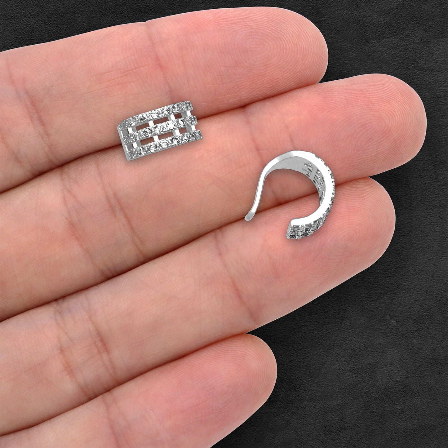 Platinum Plated Ear Cuff in Modern Style with Zirconia