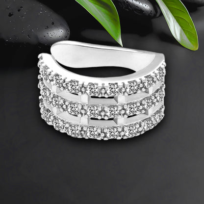 Platinum Plated Ear Cuff in Modern Style with Zirconia