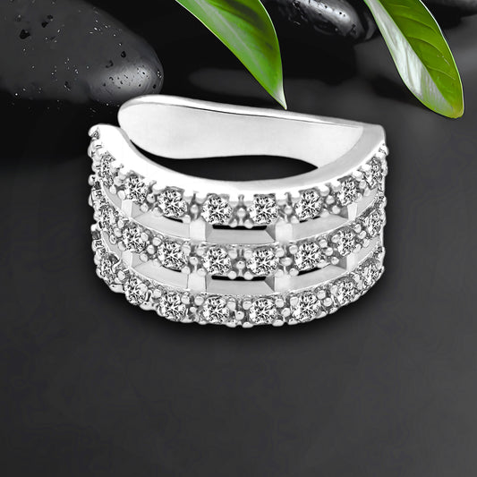 Platinum Plated Ear Cuff in Modern Style with Zirconia