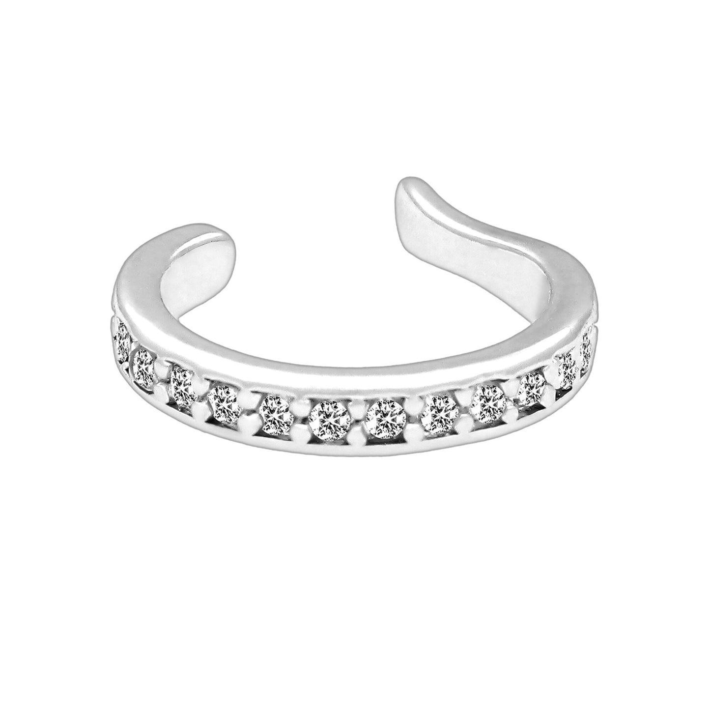 Platinum Plated Ear Cuff in Modern Style with Zirconia