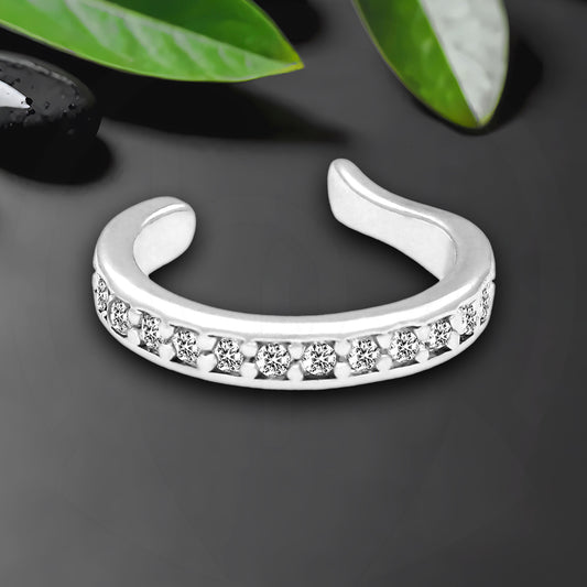 Platinum Plated Ear Cuff in Modern Style with Zirconia