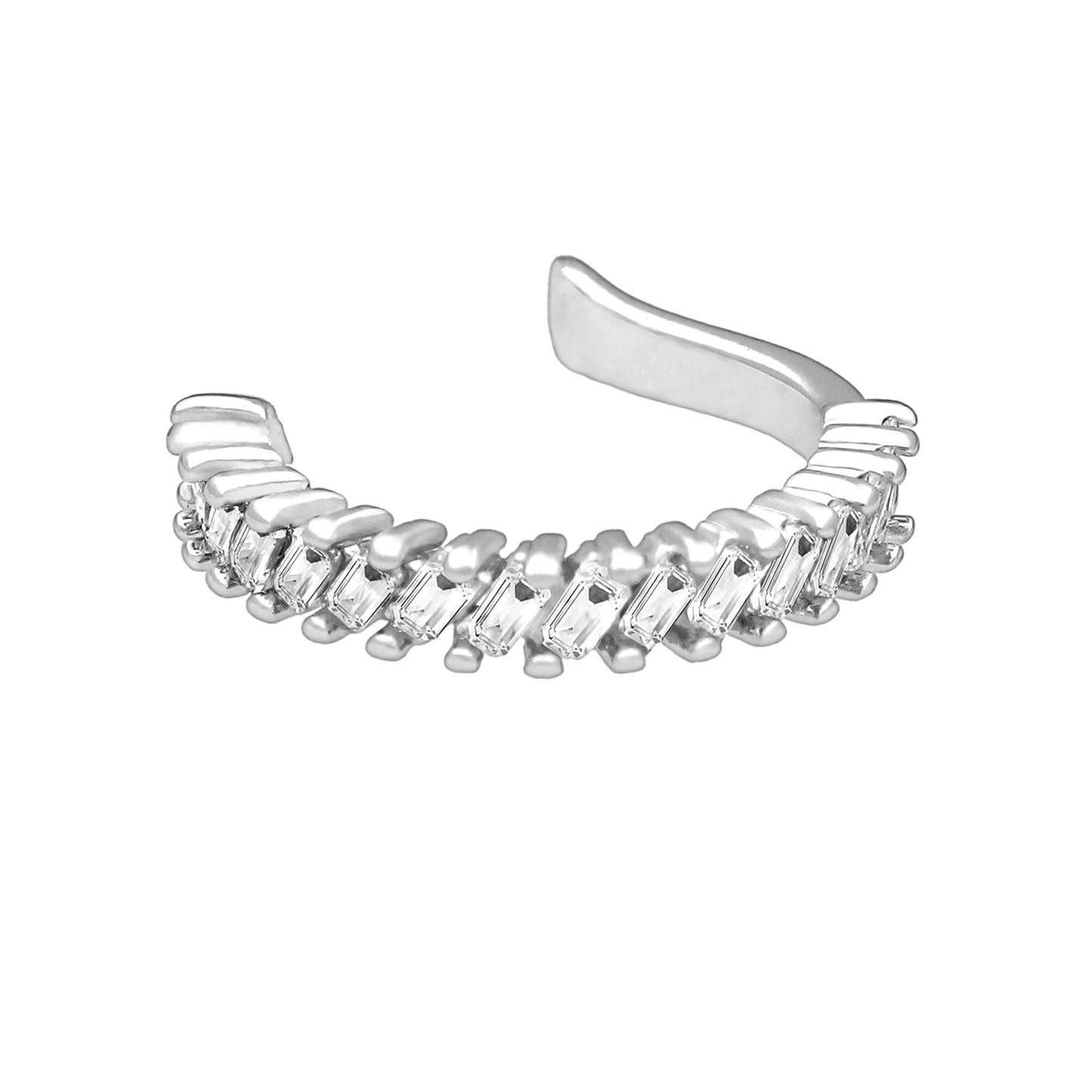 Platinum Plated Ear Cuff in Modern Style with Zirconia