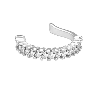 Platinum Plated Ear Cuff in Modern Style with Zirconia