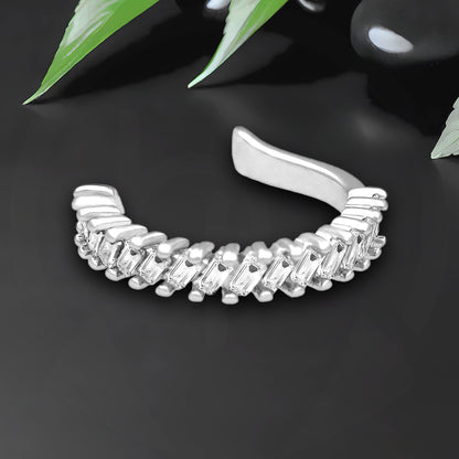 Platinum Plated Ear Cuff in Modern Style with Zirconia