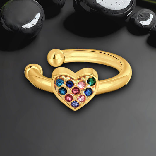 Gold Plated Ear Cuff with Rainbow Zirconia