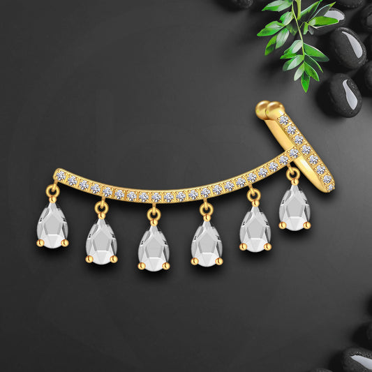 Gold Plated Ear Cuff Ear Crawler with Clear CZ