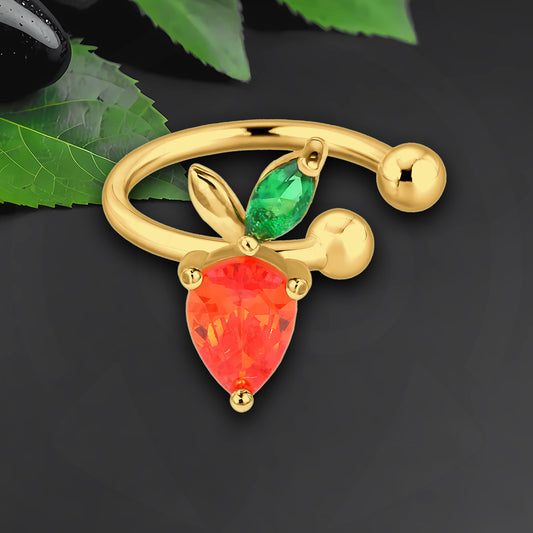 Gold Plated Ear Cuff with Crystal Strawberry