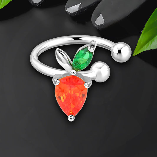 Platinum Plated Ear Cuff with Crystal Strawberry