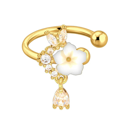 Gold Plated Ear Cuff with Crystal Flower Ornament