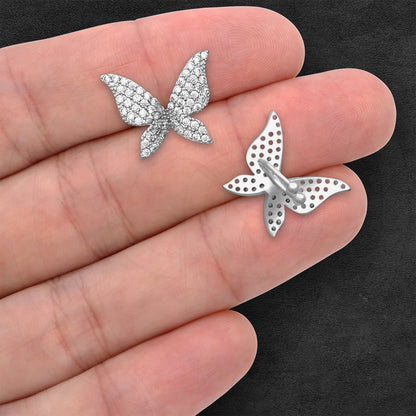 Platinum Plated Ear Cuff with Butterfly and Zirconia