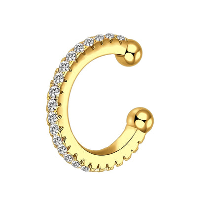 Gold Plated Ear Cuff in Classic Style with Zirconia