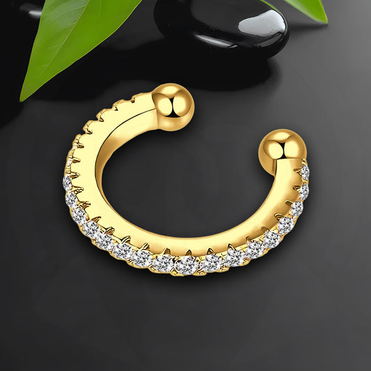 Gold Plated Ear Cuff in Classic Style with Zirconia