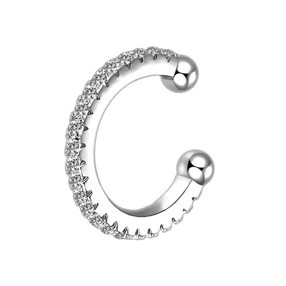 Platinum Plated Ear Cuff in Classic Style with Zirconia